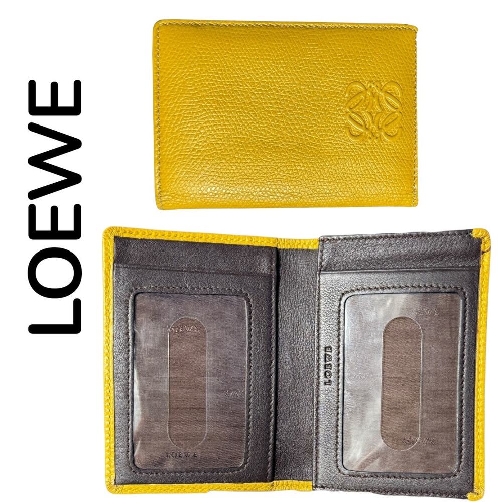 Loewe Anagram Pebbled Calfskin Bi-Fold ID Card Case Unisex